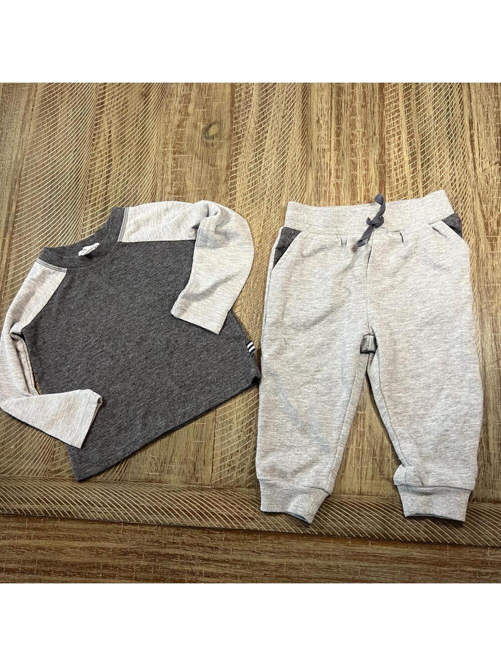 Baby Boy Splendid Matching Gray long sleeve outfit - 6 - 12Month